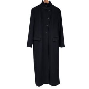 Vintage Faconnable Wool Cashmere Blend Trench Coat Black Size M